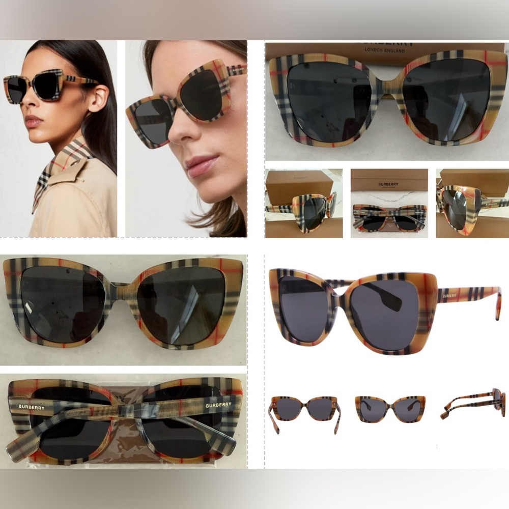 CLASSIC BURBERRY CAT- EYE FRAME SUNNIES IN THEIR CHECK PATTERN SIGNATURE STYLE - Picture 5 of 16